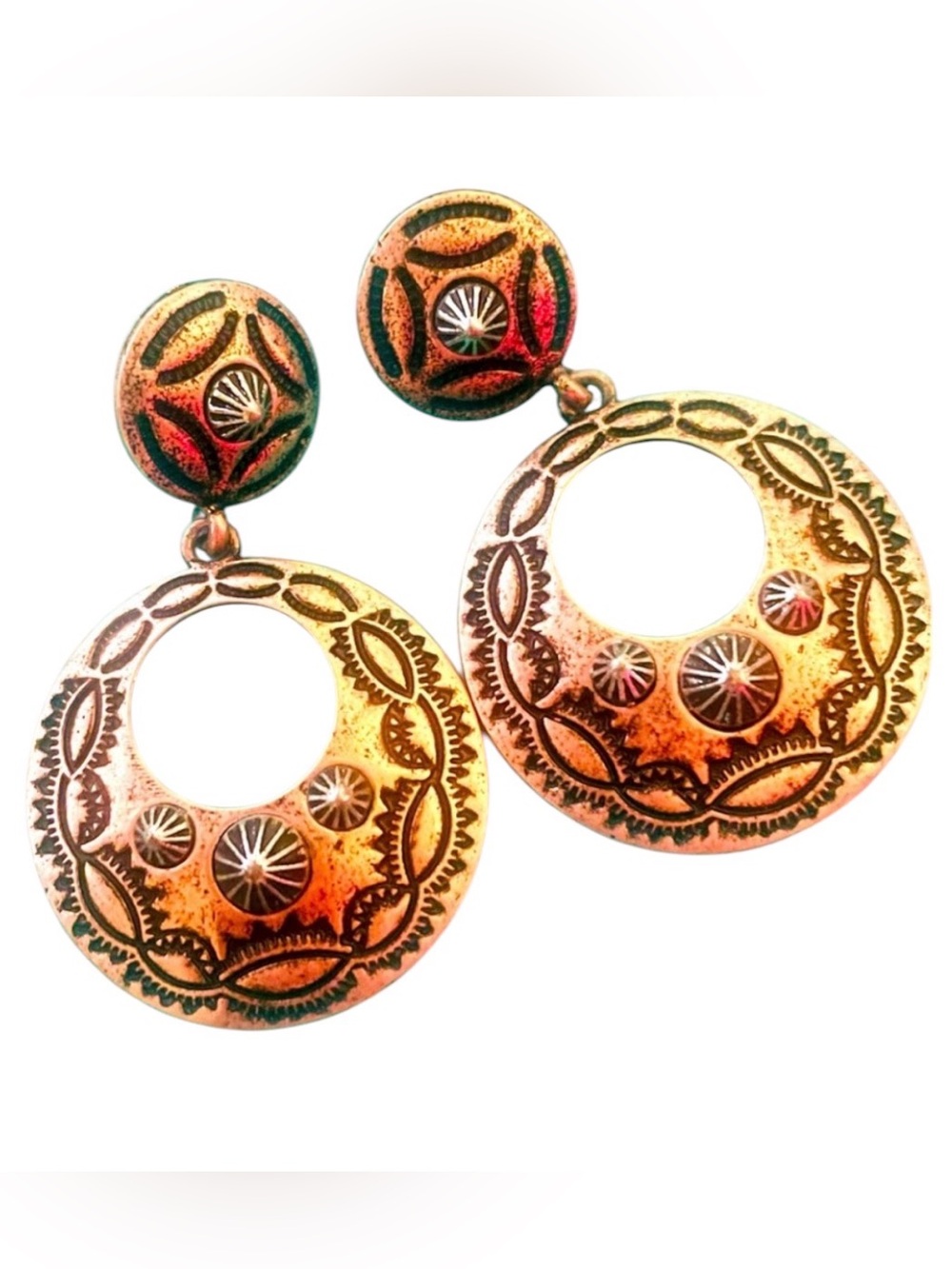 Southwestern Copper and Silver Grommet Earrings